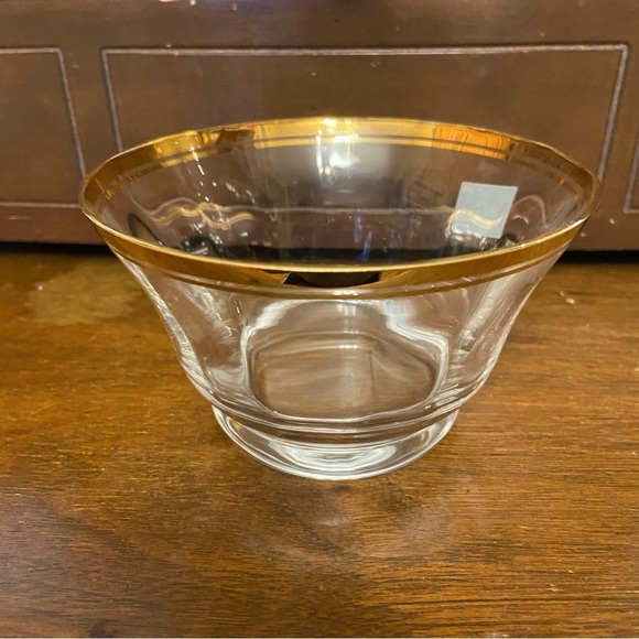 BNWOT Vintage Mikasa Jonestown‎ gold  rimmed crystal glass bowl - Picture 2 of 11